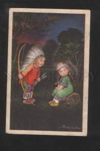 3072924 INDIAN Kids w/ Bow by COLOMBO vintage ART DECO Italy