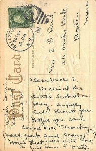 Joyous Halloween Vegetable People J-O-L Embossed Postcard