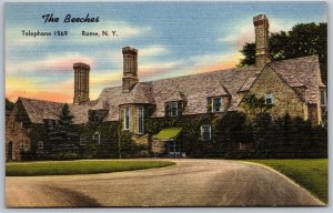 Vtg Rome New York NY The Beeches Restaurant Inn Resort 1930s Linen View Postcard