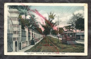 dc830 - SAN JOSE Costa Rica 1920s Street View, Tram. Postcard