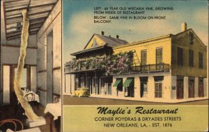New Orleans Louisiana LA Maylie's Restaurant Linen Vintage Postcard