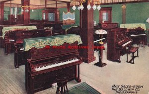 Advertising Postcard, Baldwin Company, Piano Main Sales Room, Indianapolis IN