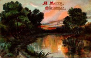 Merry Christmas With Landscape Scene 1910 Tucks