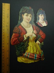 Fabulous Large Gloved Female Fancy Victorian Die Cut Lot of 2 Superb #4 L3