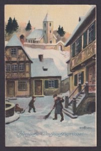 Vinatga postcard GERMANY, Merry Christmas, City yard