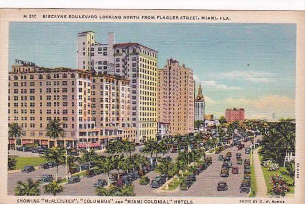 Florida Miami Biscayne Boulevard Looking North From Flagler Street Curteich