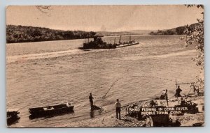 Shad Fishing   Connecticut River   Middletown  Conn   Postcard
