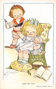 Lot328 boy and girl with a doll comic artist signed drsyton humour uk