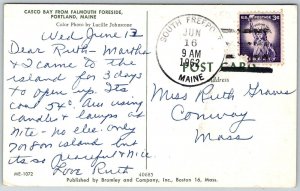 Portland Maine 1962 Postcard Casco Bay From Falmouth Foreside Boats
