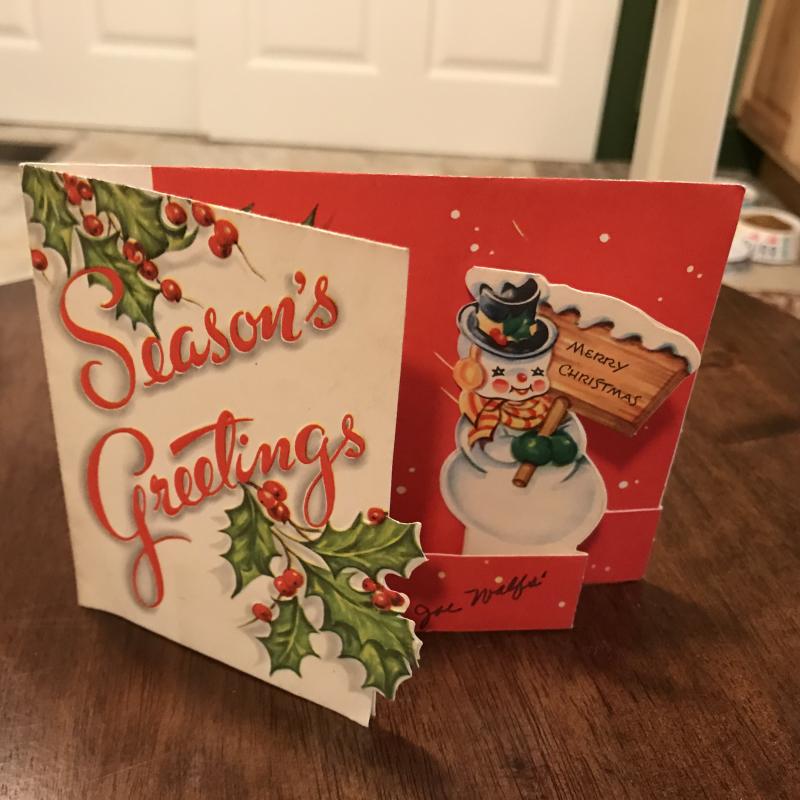 Cute Vintage Snowman Christmas Card With Flip Action - Season's Greetings