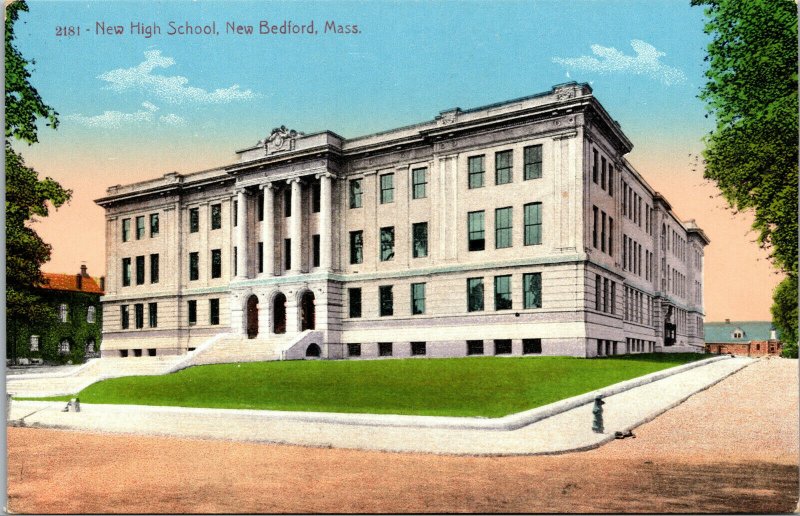 Vtg 1910s High School New Bedford Massachusetts MA Postcard