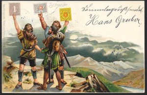 SWITZERLAND Stamps on Postcard Explorers Used c1899