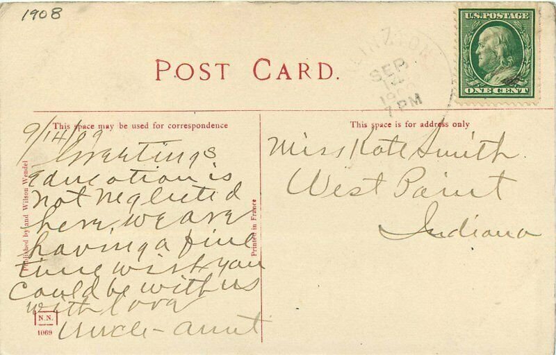 Arlington Washington High School Wendell 1908 Postcard 21-8641