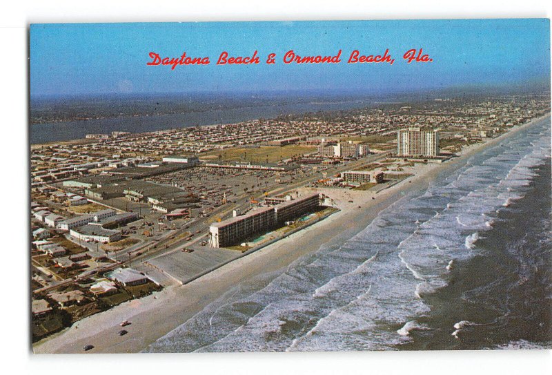 Daytona Beach Florida FL Vintage Postcard Aerial View of Daytona Beach & Ormond