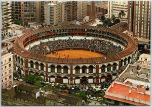 VINTAGE CONTINENTAL SIZE POSTCARD THE BULLRING AT MALAGA SPAIN