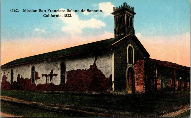 Vtg 1910s Mission San Francisco Solano de Sonoma California CA Unused Postcard