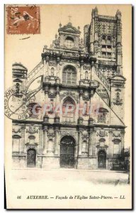 Old Postcard Auxerre Facade of L & # 39Eglise Saint Pierre