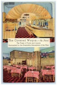 1940 Covered Wagon Wabasha Interior St. Paul Minnesota Vintage Antique Postcard