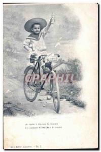 Old Postcard Child Advertisement I ride around the world touting Kohler Velo ...
