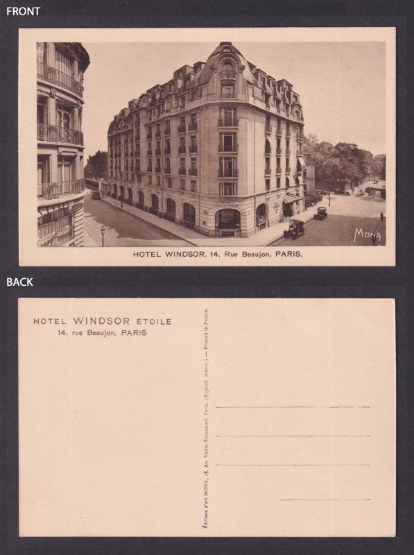 FRANCE, Postcard RPPC, Paris, Hotel Windsor