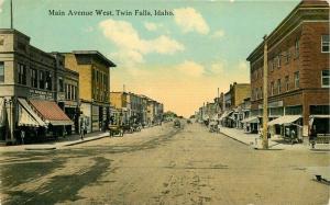 Auto C-1910 Main Avenue West Twin Falls Idaho Postcard Spokane 1691