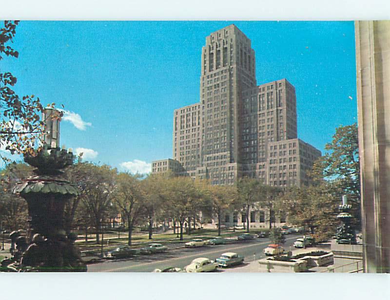 Unused 1950's OLD CARS & ALFRED E. SMITH OFFICE BUILDING Albany NY r9666@