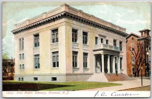 Free Public Library Trenton New Jersey NJ Building and Grounds Postcard