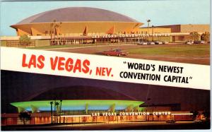 LAS VEGAS, Nevada   2 Views of the CONVENTION CENTER   c1960s   Cars  Postcard