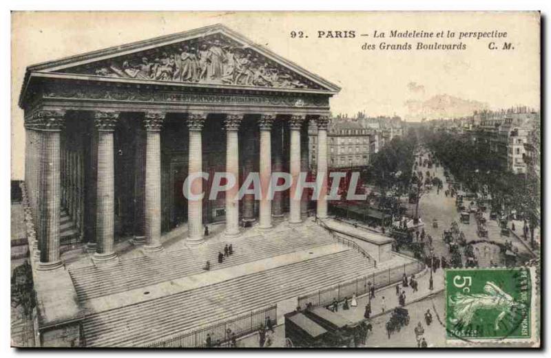 Paris Old Postcard La Madeleine and the prospect of large boulevards