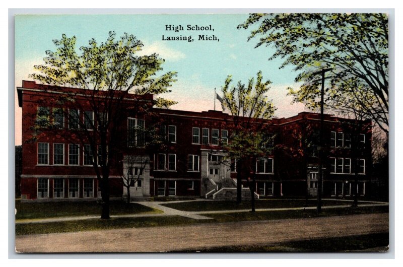 High School Building Lansing Michigan MI UNP DB Postcard U17