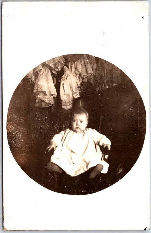 1910's Baby Infant Photograph Cute Chubby Girl Posted Postcard