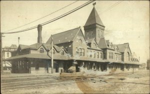 Mendota IL Union RR Train Depot Station c1915 Real Photo Postcard