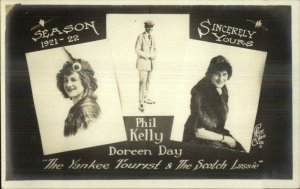 Theatre - Phil Kelly Doreen Day Actors Yankee Tourist Scotch Lassie RPPC 1921