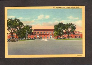 UT Ogden Utah Railroad Train Station Depot Linen Postcard