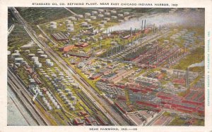 Standard Oil Refinery Aerial View East Chicago Gary Indiana 1940s linen postcard