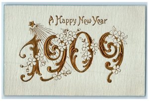1909 New Year Large Numbers Flowers Embossed Eau Claire Wisconsin WI Postcard