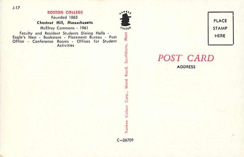 Boston College Chestnut Hill McElroy Commons Massachusetts