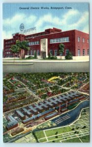 BRIDGEPORT, Connecticut CT ~ GENERAL ELECTRIC WORKS & Aerial View 1940s Postcard