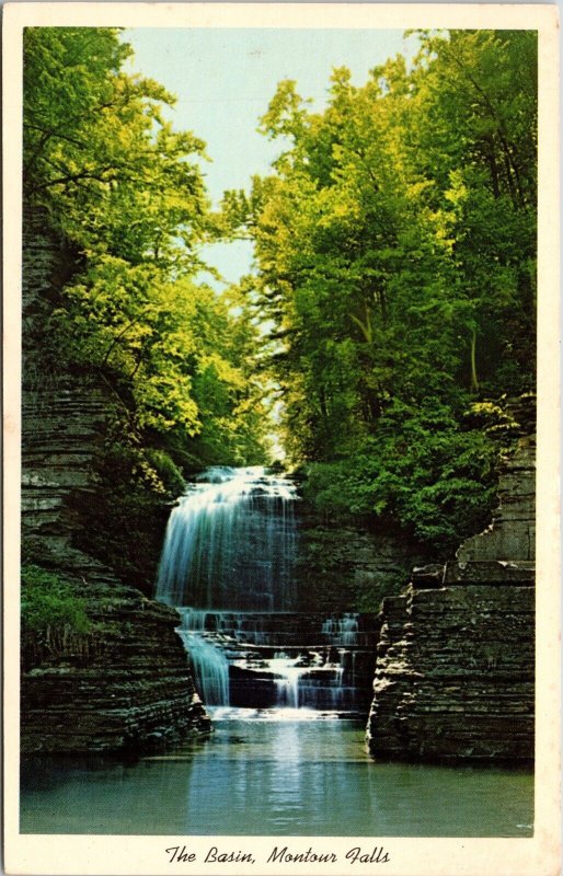 Basin Montour Falls New York Scenic Waterfall Landscape Chrome Postcard