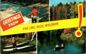 Greetings From Pine lake Hiles Wisconsin WI Multiview Postcard Cancel PM Argonne 