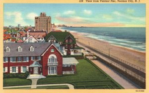 Vintage Postcard View Ventnor Pier Ventnor City Residential Section New Jersey