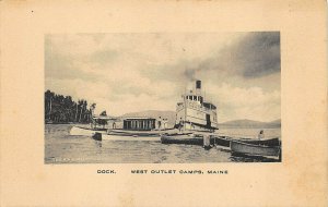  West Outlet Camps ME Dock & Steamship Albertype Brooklyn NY Postcard