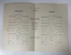 Vintage Mid-Century Menu from Cruise ShipAdriatica Venezia Italy 1962