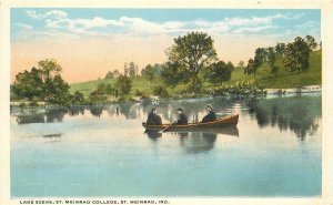 Postcard 1920s Indiana St. Meinrad Lake Scene College Art Chrome Teich 22-12217