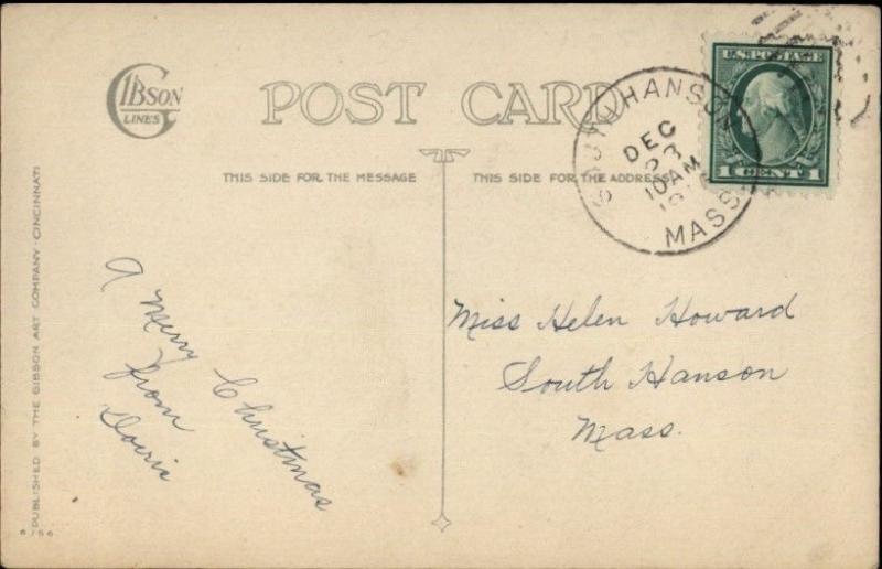 Christmas - Little Girl Going Thru Stocking c1915 Gibson Postcard