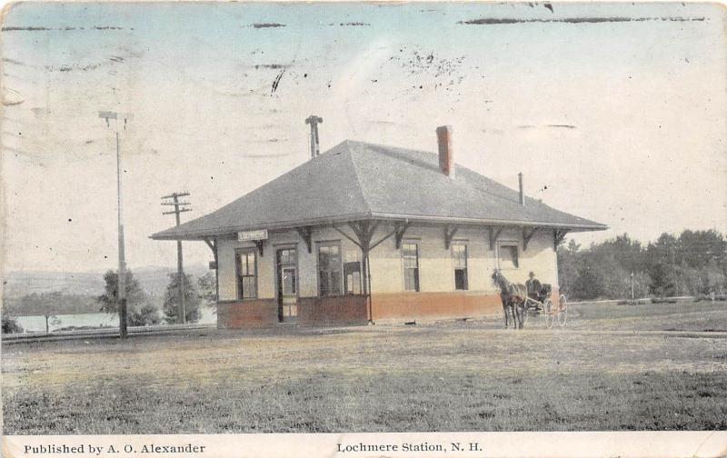 E8/ Lochmere New Hampshire Postcard 1913 B&M Railroad Depot