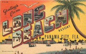 Florida Panama City Long Beach large letters multi View Teich Postcard 22-7372