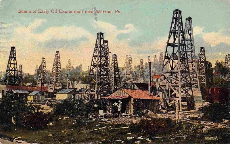 Oil Field Rigs Warren Pennsylvania 1910c postcard 