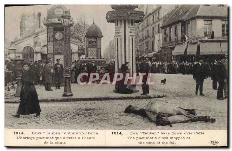 Old Postcard Militaria Two Tauben were flying over Paris Pneumatic arrested c...