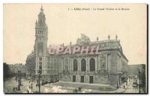 Old Postcard Lille Nord Grand Theater and the Stock Exchange